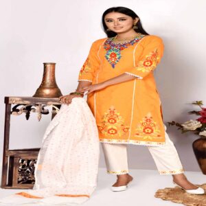 Orange Cotton Salwar Kameez