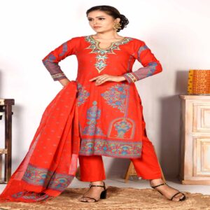 Red Cotton Salwar Kameez