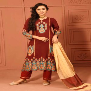 Maroon Cotton Salwar Kameez