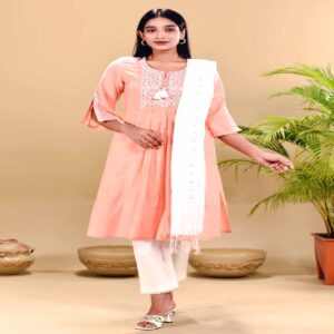 Peach Cotton Salwar Kameez